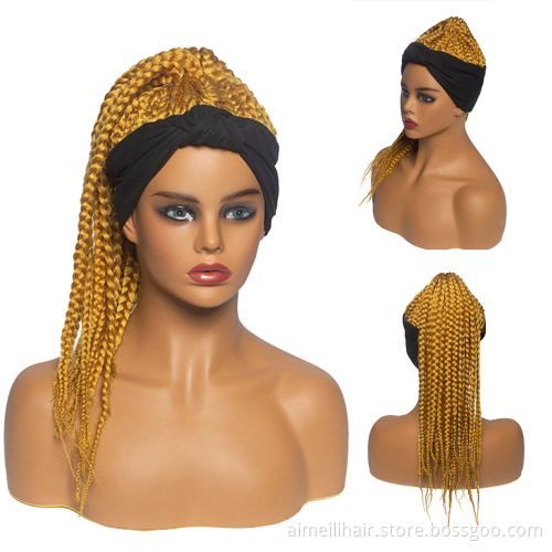 Wholesale Scarf wig For Black Women African Hairband Grey Ombre White Short Afro Kinky Curly Headband Wig Synthetic Hair Wigs